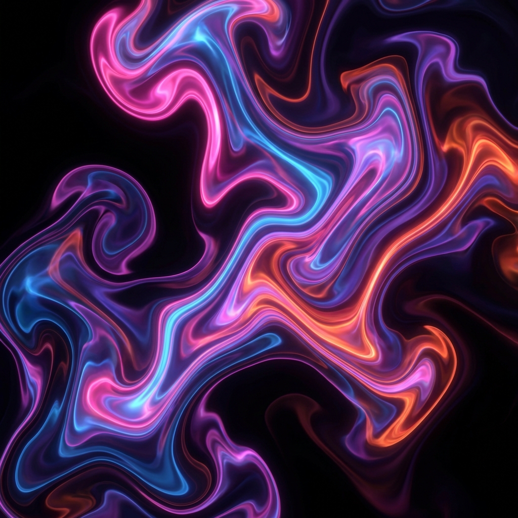 Abstract Black and White Flowing Silk